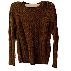 J Crew Women’s Brown Flecked Crew Neck Lambswool Blend Pullover Sweater XS